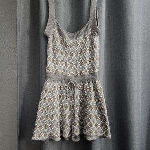 Free People Gray and Brown Knit Romper